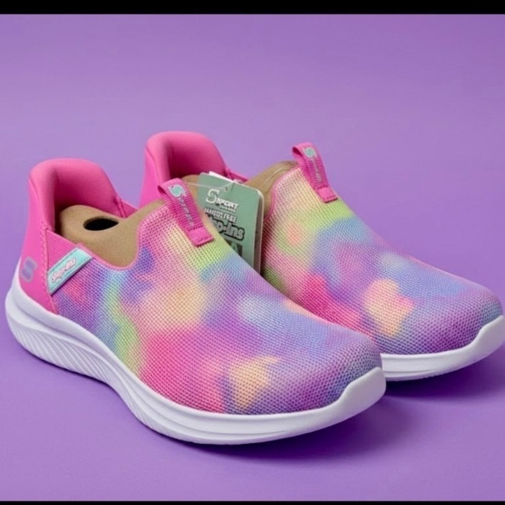 S Sport By Skechers Kids' Step-Ins Sneakers Tie Dye Slip On Cushioned- SIZE 2 - Picture 2 of 4